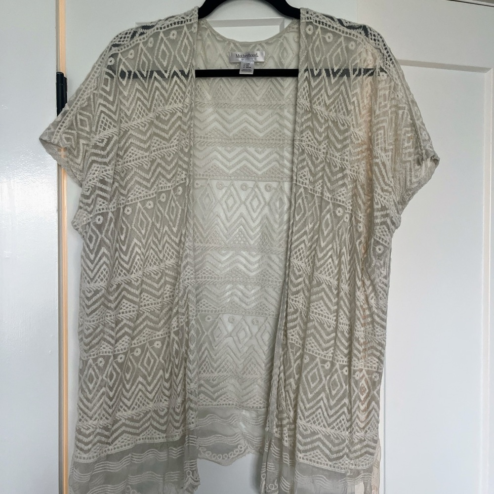 Motherhood Maternity Cream Lace Cardigan